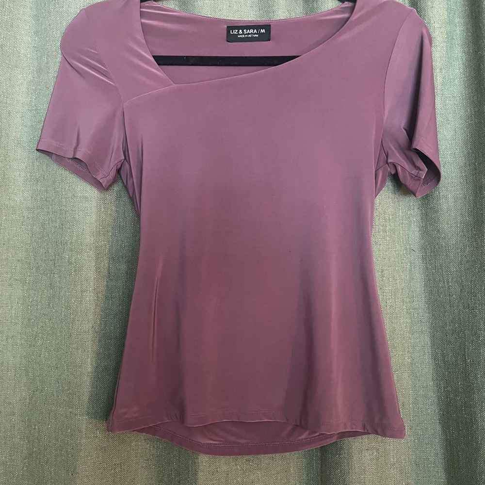 Luz & Sara Women's Short Sleeve Mauve Top
